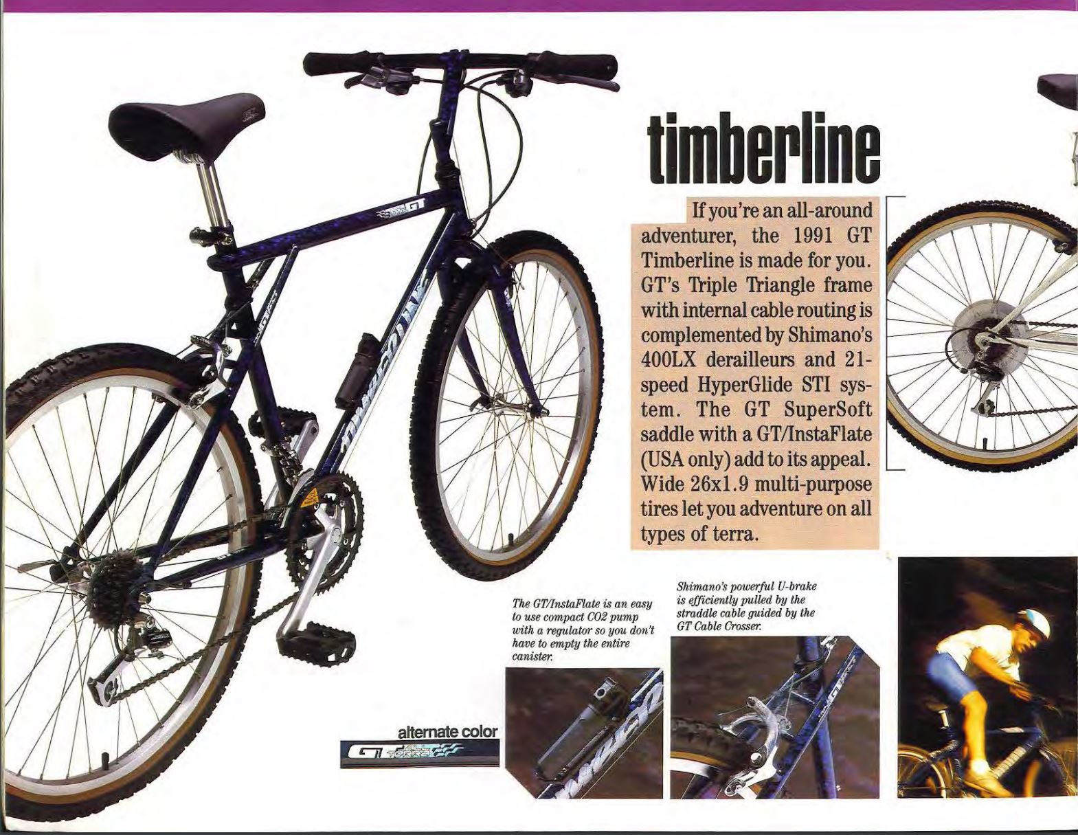 1991 GT Mountain Bike Catalog page featuring the Timberline.