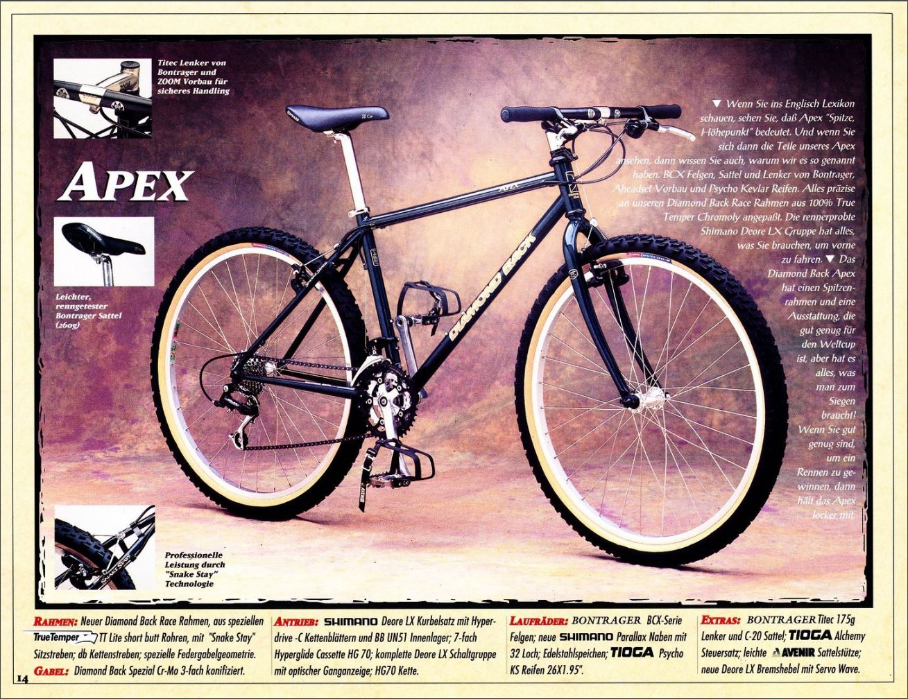 1994 Diamond Back Mountain Bike Catalog page featuring the Apex.