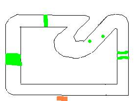 a much more restrained sketch of a euro-style RC style course, a modified square shape with a few jumps marked in green